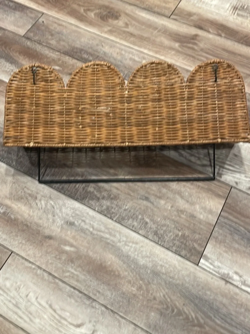 Woven Rattan Decorative Wall Shelf with Scalloped Edge Detail - creative co-op